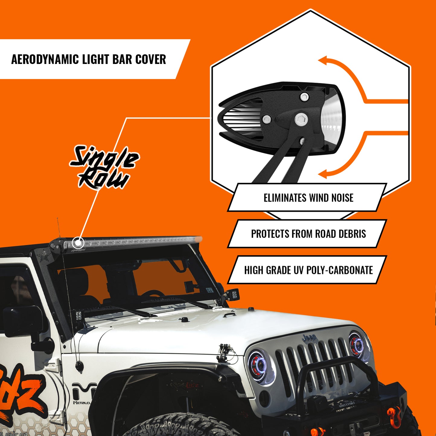 Aerolidz Single Row Clear Light Bar Cover - 50.8” LED Silencer