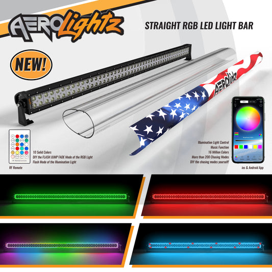 Complete Light Bar Kit - Dual Row 52 LED LIGHT BAR + Cover + Flag Insert
