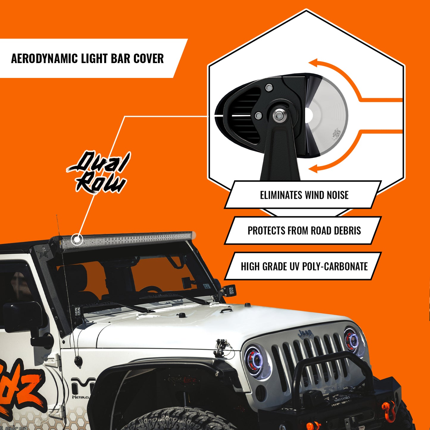 Aerolidz Dual Row Clear Light Bar Cover - 52” LED Silencer