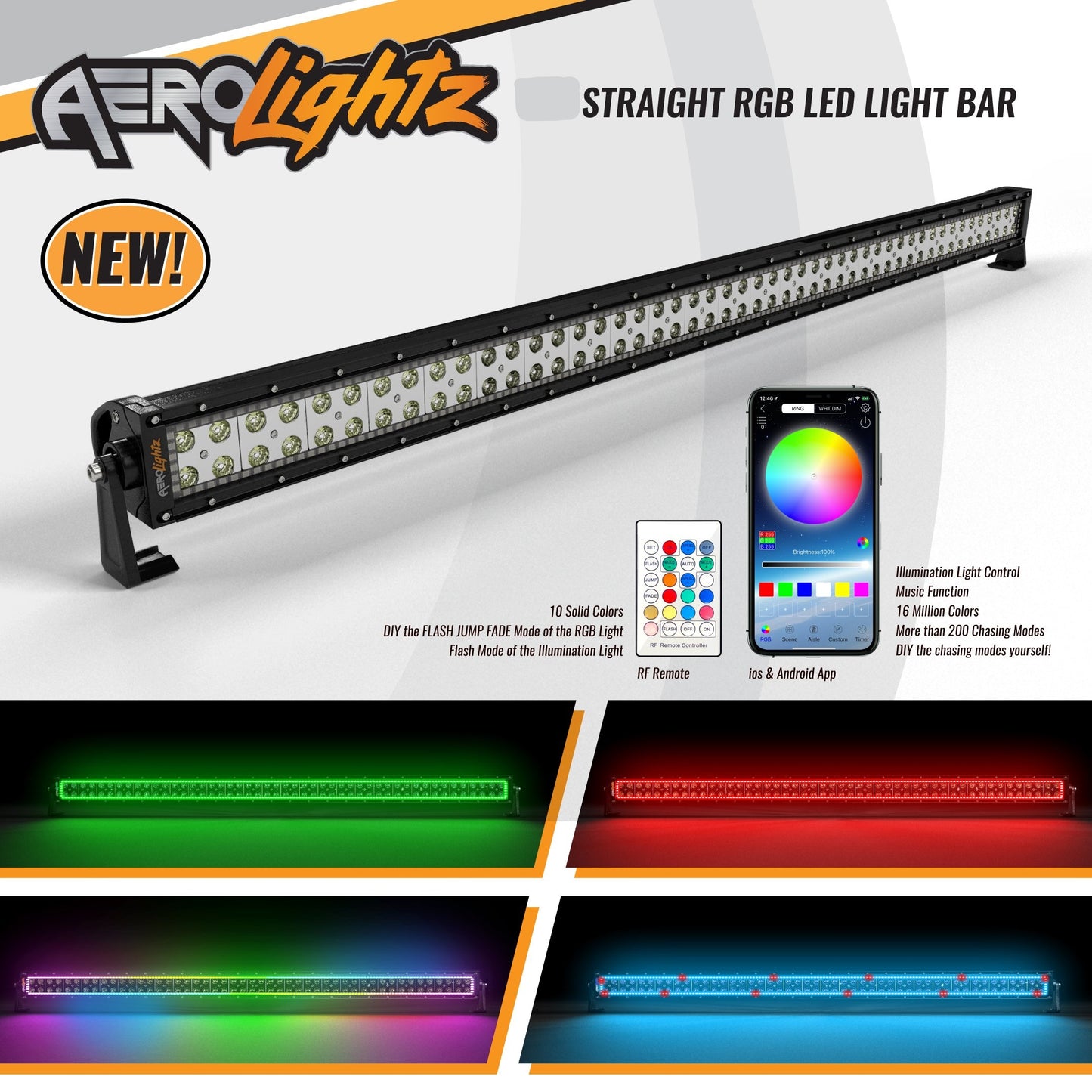 Dual Row 52 Inch RGB Chasing LED LIGHT BAR