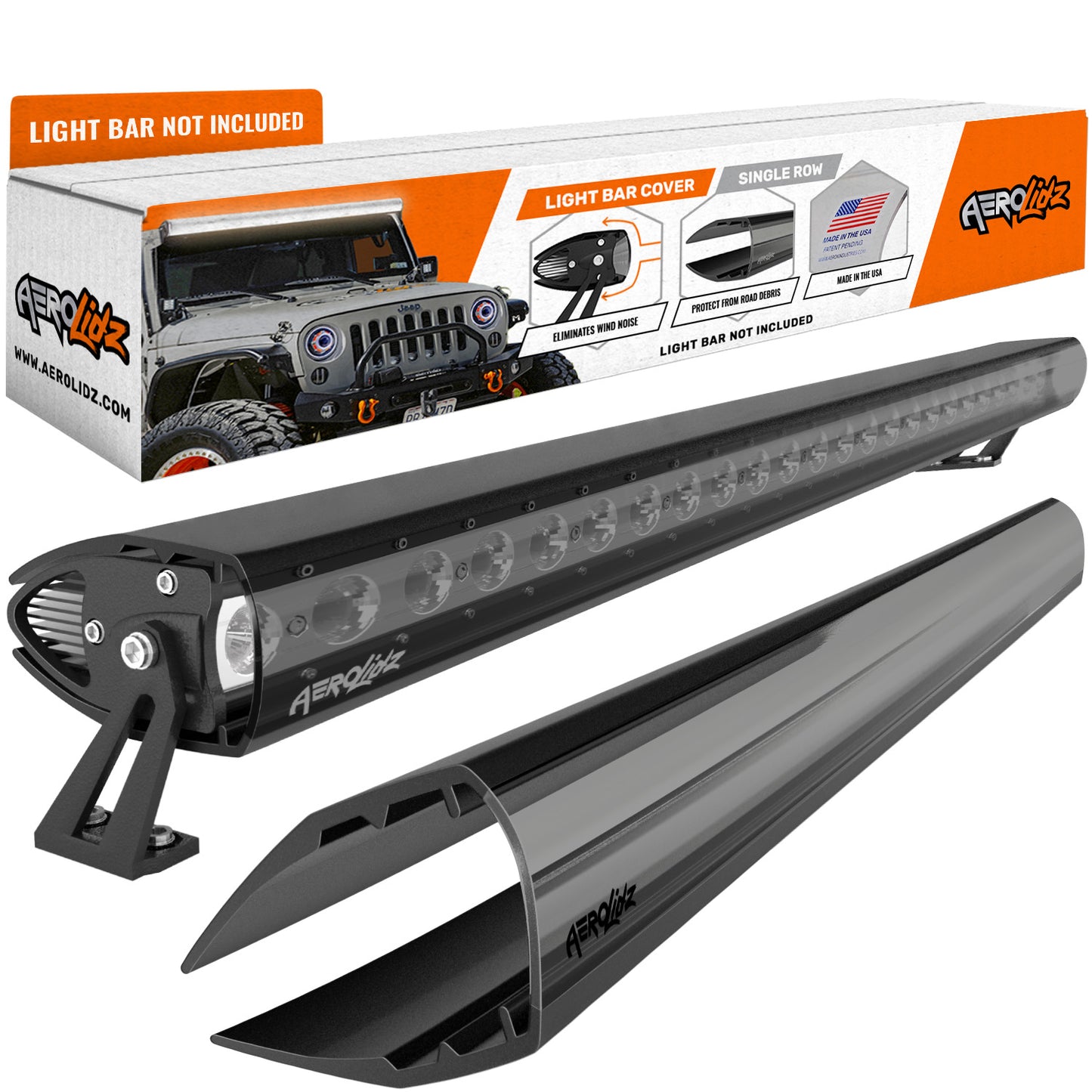 Aerolidz Single Row Smoked Light Bar Cover - 50.8” LED Silencer